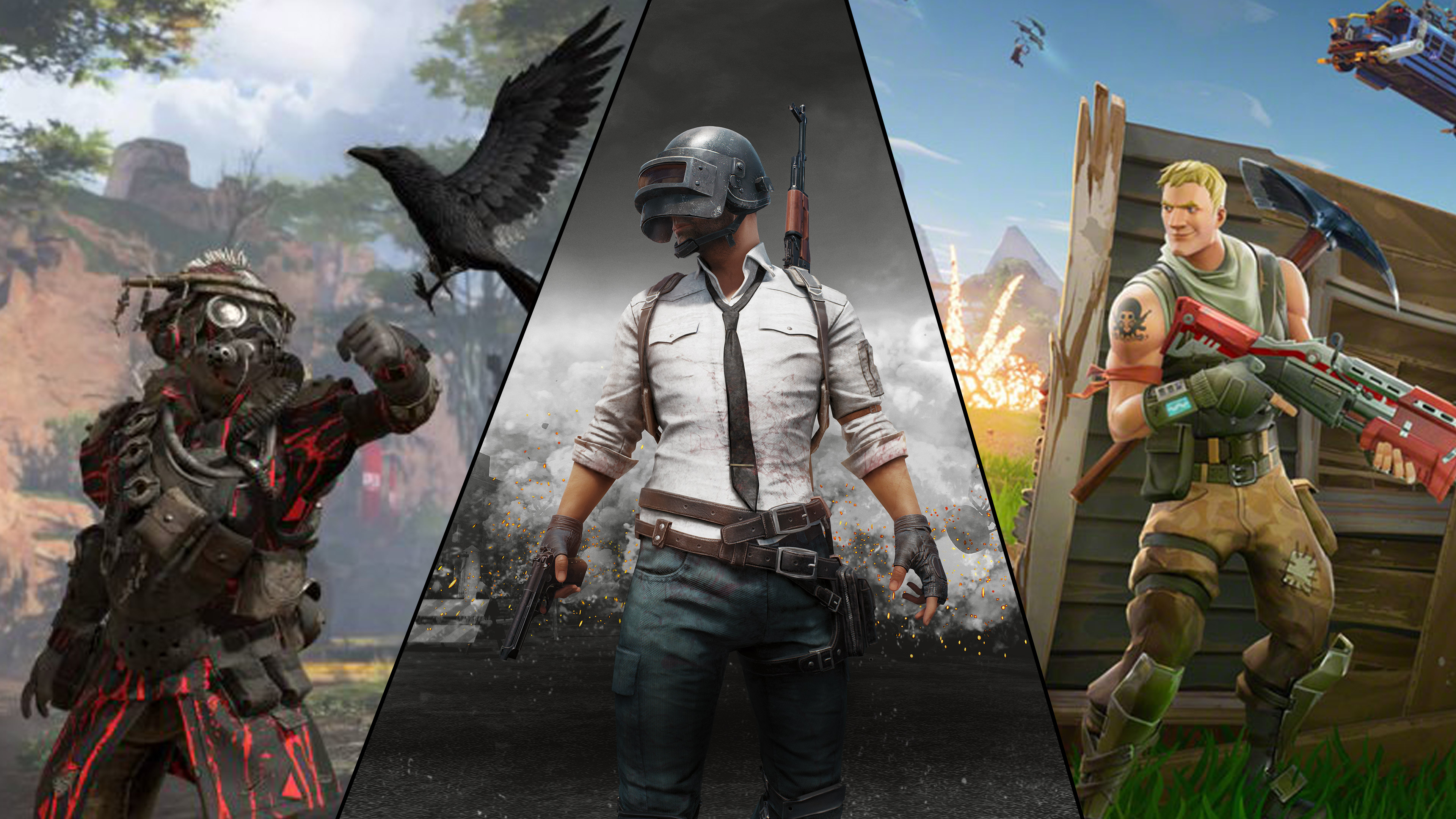 Contoh game Battle Royale seperti PUBG, Free Fire, dan Fortnite